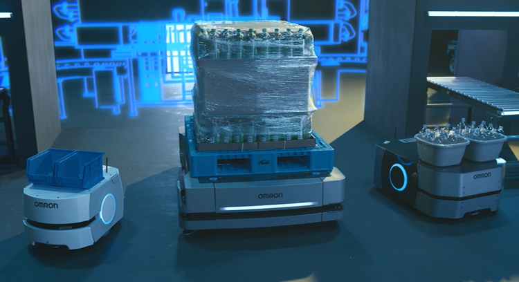 すれ違う3台のAMR