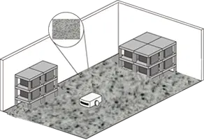 テクスチャ仕様の床を走行するAMRのイラスト