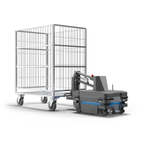 かごを牽引しているAMR